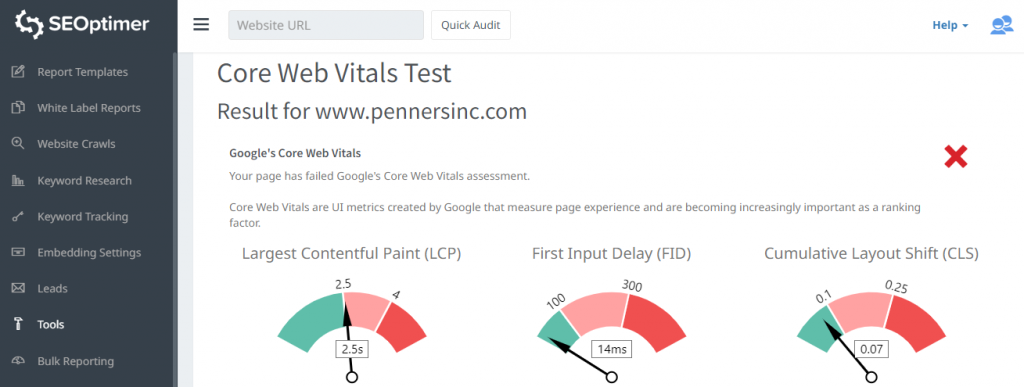 test sui core web vitals